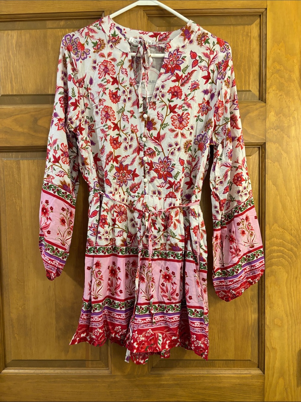 Pink & Red Floral Boho romper